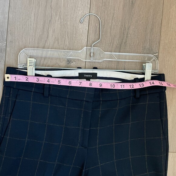 Theory Womens Windowpane Dress Pants Navy office work academia - Picture 5 of 9